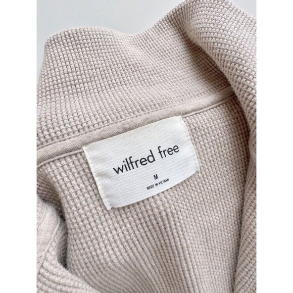 Aritzia WILFRED FREE Loft Taupe Cotton Waffle Knit Oversized 1/4 Zip Top, Size M - Picture 9 of 16